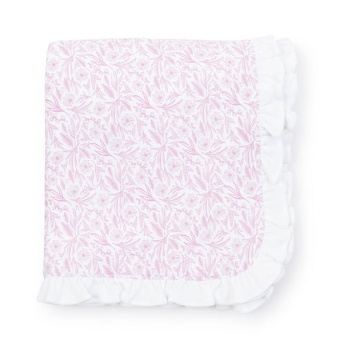 Pretty Pink Blooms Ruffled Blanket
