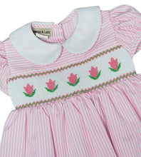 Load image into Gallery viewer, Serena Smocked Pink Tulips Pique Dress