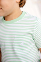 Load image into Gallery viewer, Carter Crewneck - Grace Bay Green Stripe with Worth Avenue White Stork