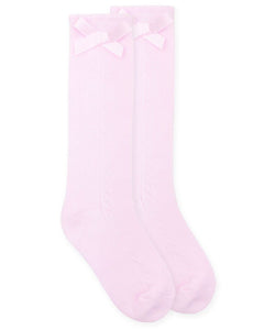 Pointelle Bow Knee Sock - Pink (1650)