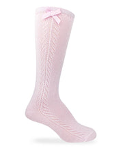 Load image into Gallery viewer, Pointelle Bow Knee Sock - Pink (1650)