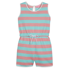 Load image into Gallery viewer, Rugby Romper - Salmon and Aqua Stripe