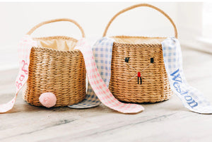 Pink Gingham Bunny Easter Basket