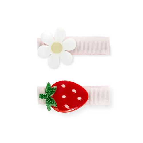 Strawberry Flower Hair Clips