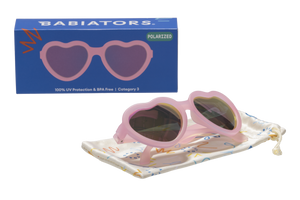 Polarized Heart Sunglasses - Frosted Pink | Purple Mirrored Lens