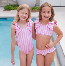 Load image into Gallery viewer, Lucy One Piece Bow Swim - Pink Stripe