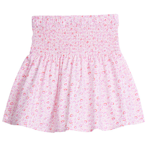 Shirred Circle Skirt - Pink Daisy
