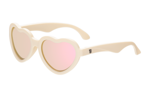 Polarized Heart Sunglasses - Sweet Cream | Rose Gold Mirrored Lens