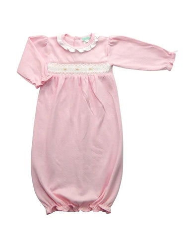 Pink Jacquard Hand Smocked Day Gown