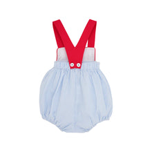 Load image into Gallery viewer, Samphrey Sunsuit - Breakers Blue Seersucker with Richmond Red