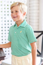 Load image into Gallery viewer, Prim &amp; Proper Polo - Kiawah Kelly Green Stripe w/ Bellport Butter Yellow