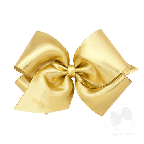 Metallic Overlay Hair Bow - Gold