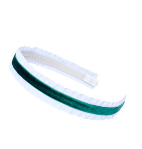 Green Velvet Double Ruffle Ribbon Headband