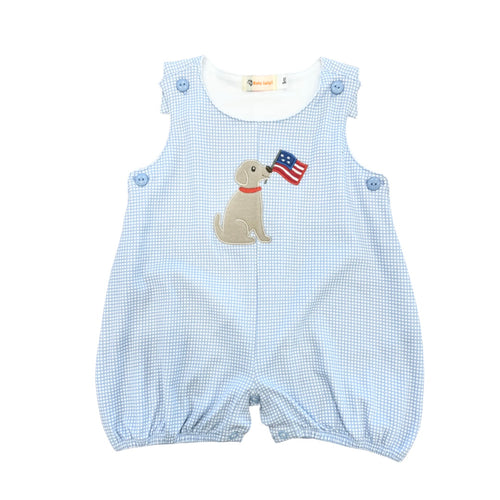 Lab Pup with Flag Bubble Romper