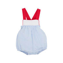 Load image into Gallery viewer, Samphrey Sunsuit - Breakers Blue Seersucker with Richmond Red
