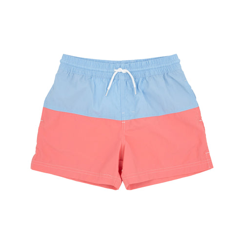 Country Club Colorblock Trunk - Beale Street Blue & Parrot Cay Coral with T.B.B.C Pocket