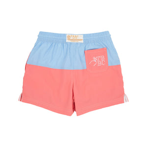 Country Club Colorblock Trunk - Beale Street Blue & Parrot Cay Coral with T.B.B.C Pocket