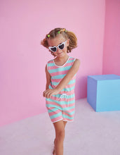 Load image into Gallery viewer, Rugby Romper - Salmon and Aqua Stripe