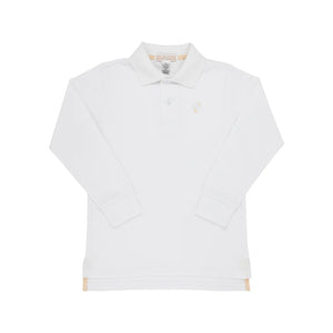 Long Sleeve Prim & Proper Polo - Worth Ave White with Multicolor Stork