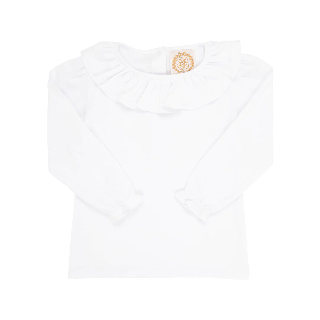 Long Sleeve Ramona Ruffle Collar Shirt - White