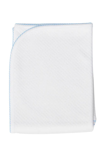 Milano Baby Blanket - Blue Picot Trim