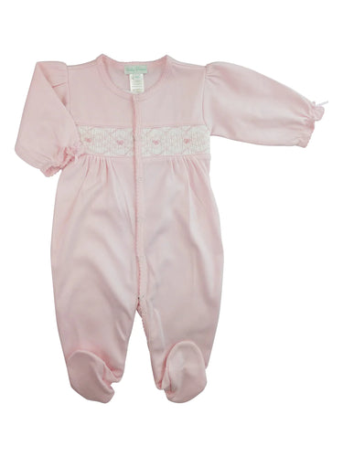 Baby Threads Pink Bows Smocked Footie