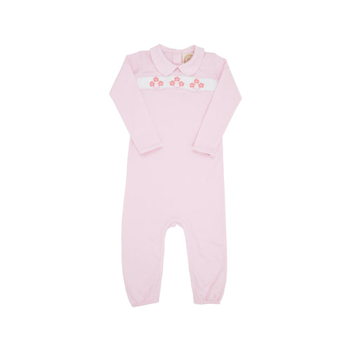Rigsby Romper - Palm Beach Pink with Flower Smocking