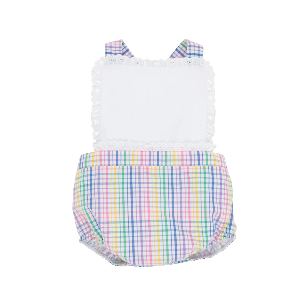Sally Sunsuit - Colored Pens Plaid with Worth Avenue White