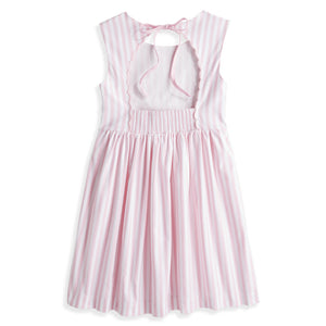 Scalloped Shelby Dress - Pink Wide Oxford Stripe