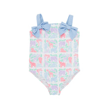 Load image into Gallery viewer, Shannon Bow Bathing Suit - Two By Two Hurrah Hurrah with Beale Street Blue