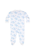 Load image into Gallery viewer, Blue Toile Zipper Footie