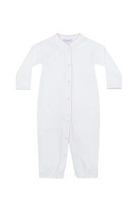 White Bubble Baby Converter Gown - Pink Picot Trim