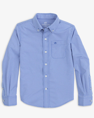 Mini Gingham Intercoastal Button Down Shirt - Cobalt Blue