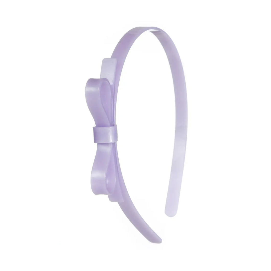 Thin Bow Headband - Purple Satin