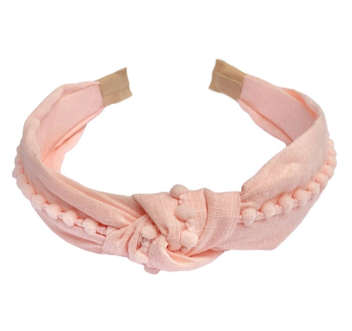 Pom Pom Knot Headband - Light Pink