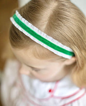Load image into Gallery viewer, Green Velvet Double Ruffle Ribbon Headband
