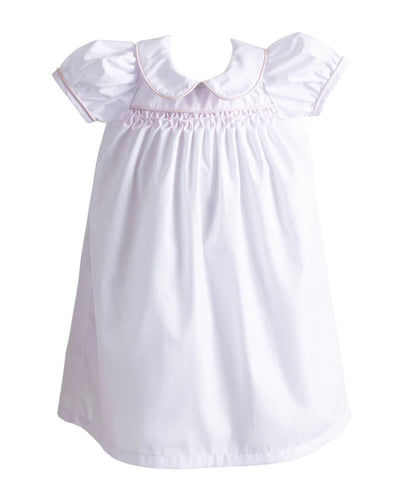 Calloway Daygown - White Piped in Pink
