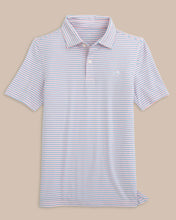 Load image into Gallery viewer, Ryder Heather Halls Stripe Performance Polo - Pale Rosette Pink
