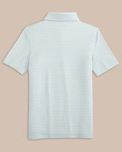 Load image into Gallery viewer, Ryder Heather Halls Stripe Performance Polo - Wake Blue