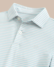 Load image into Gallery viewer, Ryder Heather Halls Stripe Performance Polo - Wake Blue