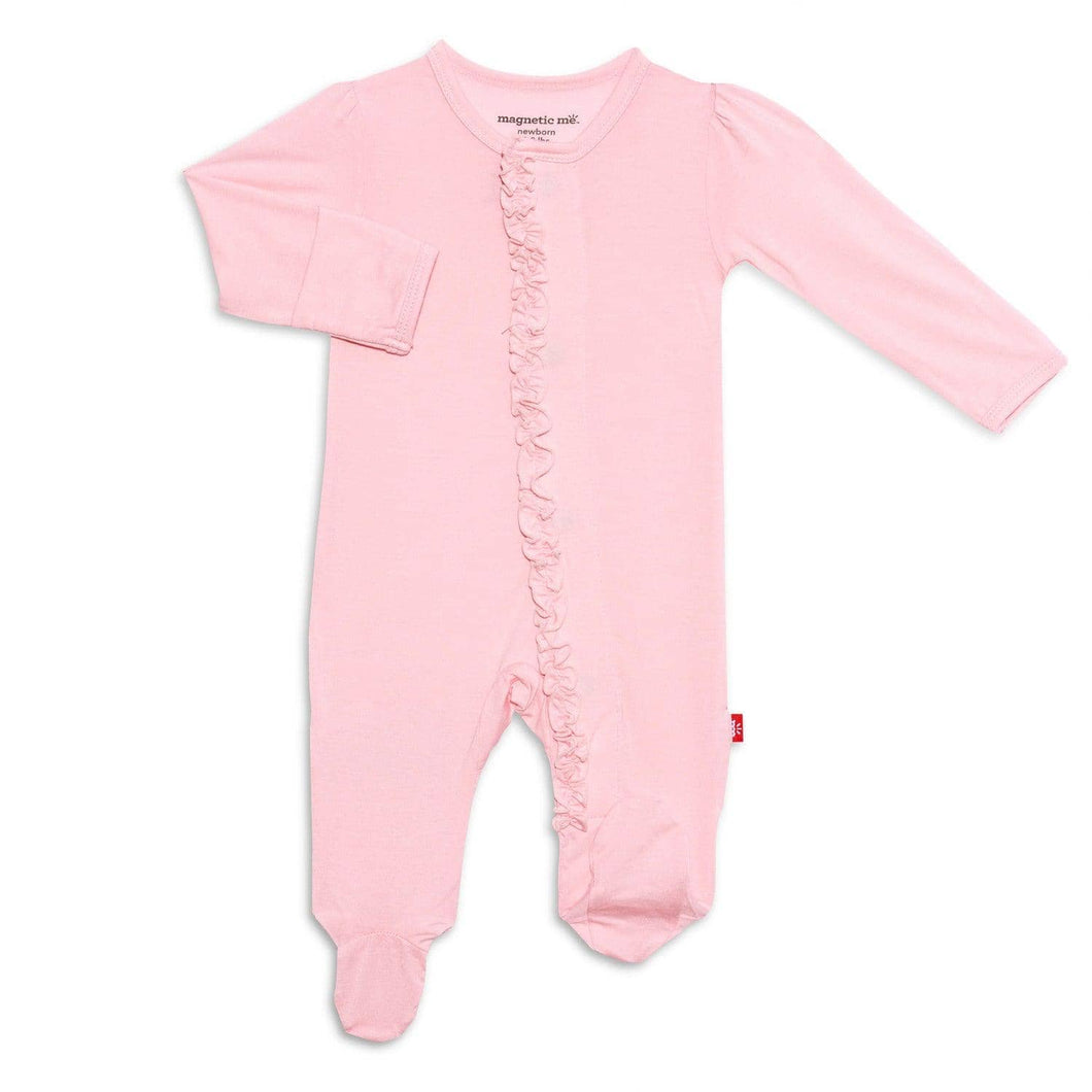 Modal Magnetic Ruffle Footie - Pink Dogwood