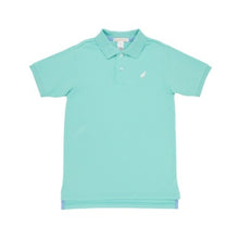 Load image into Gallery viewer, Prim and Proper Polo - Turks Teal with Multicolor Stork