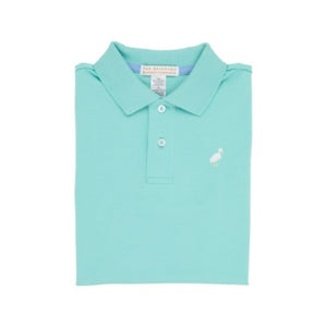 Prim and Proper Polo - Turks Teal with Multicolor Stork
