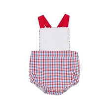 Load image into Gallery viewer, Sayre Sunsuit - Provincetown Plaid with Richmond Red