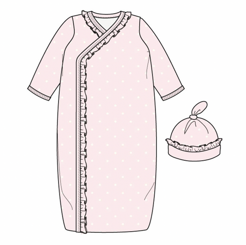 Modal Magnetic Gown & Hat Set - Pin Dot Pink