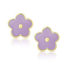 Load image into Gallery viewer, Flower Stud Earrings: Purple