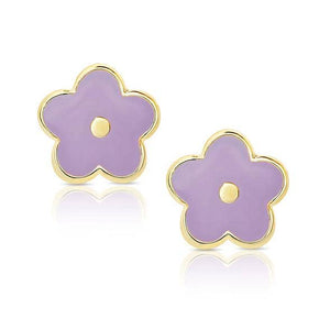Flower Stud Earrings: Purple