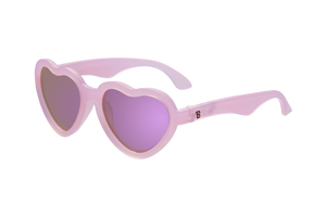 Polarized Heart Sunglasses - Frosted Pink | Purple Mirrored Lens