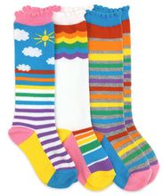 Load image into Gallery viewer, Rainbow Knee High Socks - White Stripe