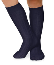 Load image into Gallery viewer, Classic Cable Knee High - Navy